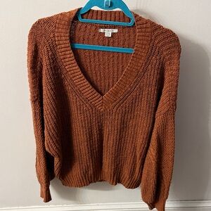 American Eagle Outfitters V-Neck Sweater in Warm Brown